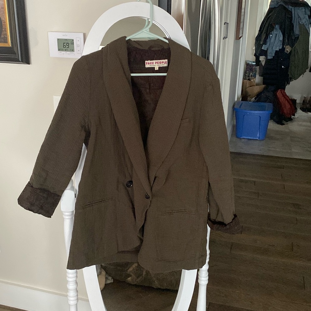 Free people olive green blazer jacket. Women size XS.